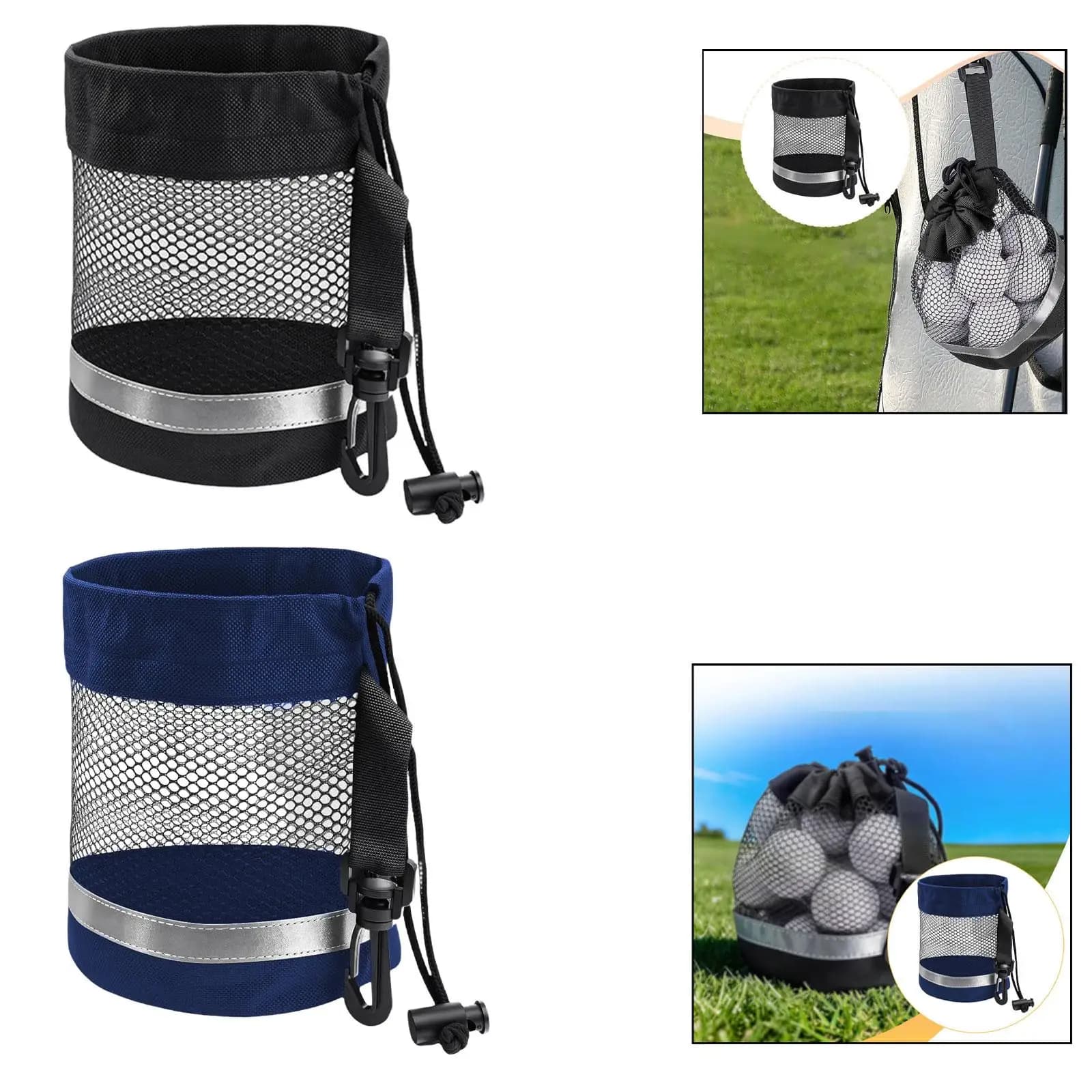 Borsa Multiuso per Palline da Golf in Rete di Nylon con Striscia Riflettente, Organizer per Accessori da Golf e Uso in Pratica