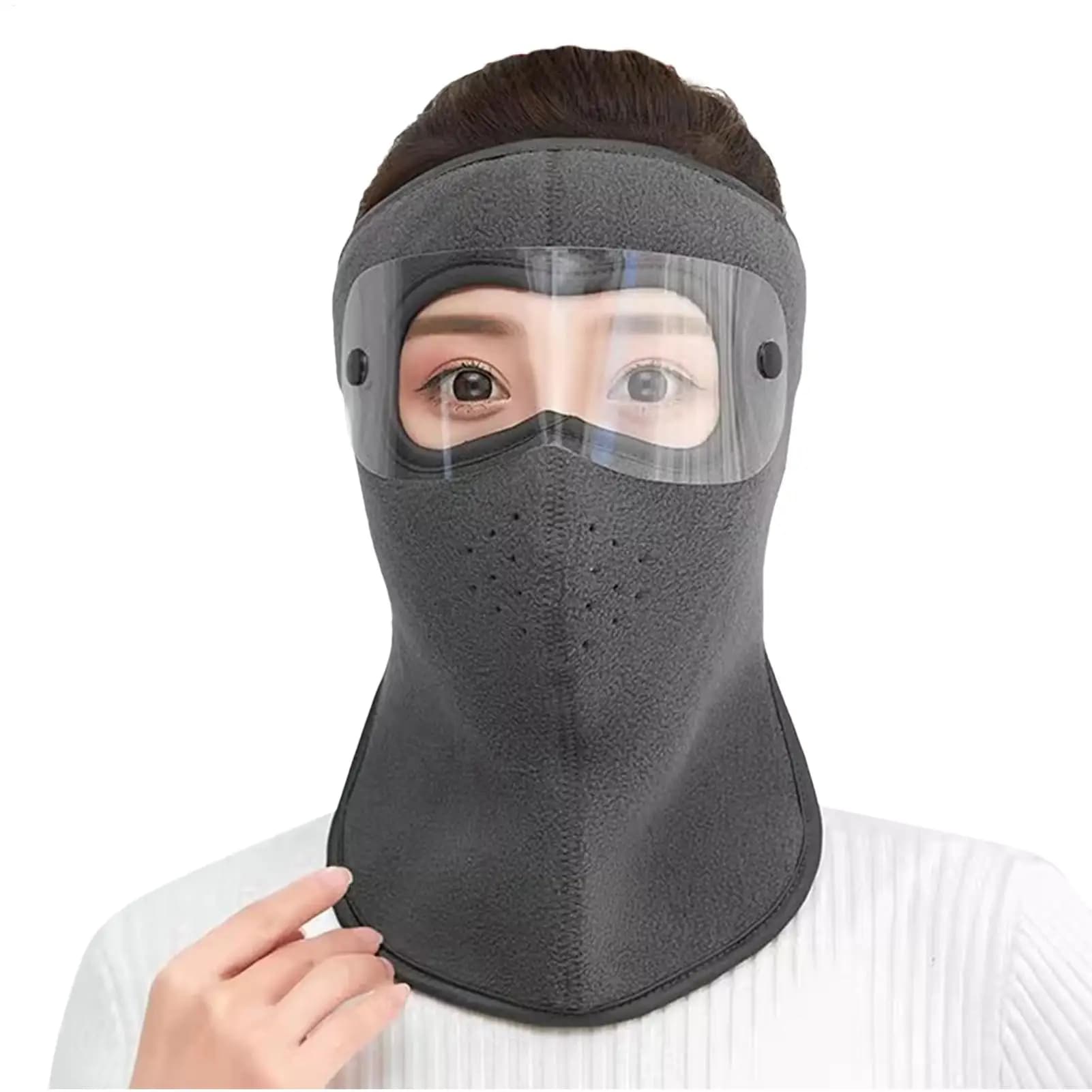 Maschera da sci per donna Copertura integrale ispessita calda Maschera integrale con occhiali staccabili per uomo Ciclismo in tempo freddo