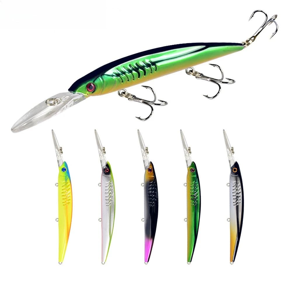 1 Pezzo Esca da Pesca Minnow 15,2 cm 12,5 g, Wobbler Crankbait con Occhi 3D, Esche Rigide in Plastica per Traina, Luccio e Carpa, Attrezzatura da Pesca