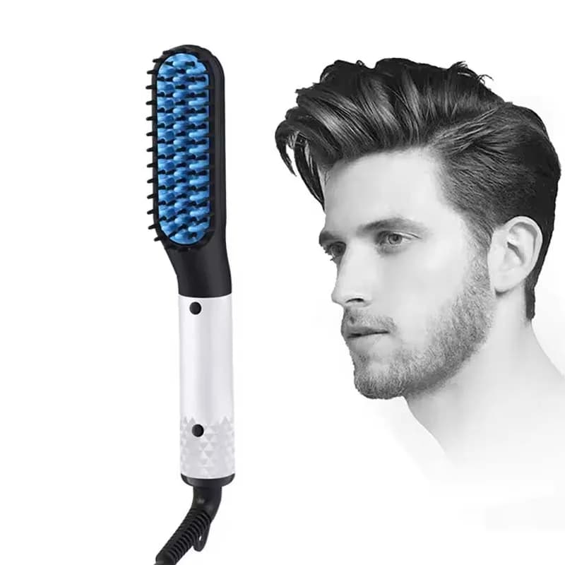 Spazzola Lisciante Portatile per Capelli e Barba, Pettine Elettrico a Riscaldamento Rapido PTC per Uomo