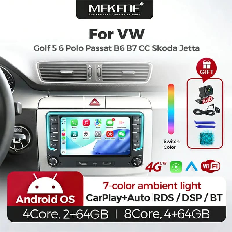 MEKEDE Sistema Android/Linux Wireless Carplay Autoradio per Volkswagen VW Golf 5 6 Polo Passat B6 B7 CC Skoda Jetta Tiguan Touran