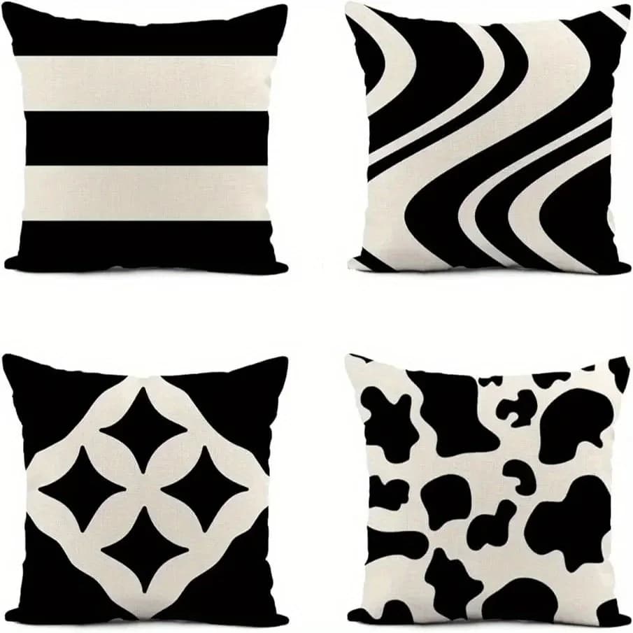 Black And White Geometric Pattern Throw Pillow Pattern Cushion Cover Suitable For Sofa Bedroom Car Pillow Cover