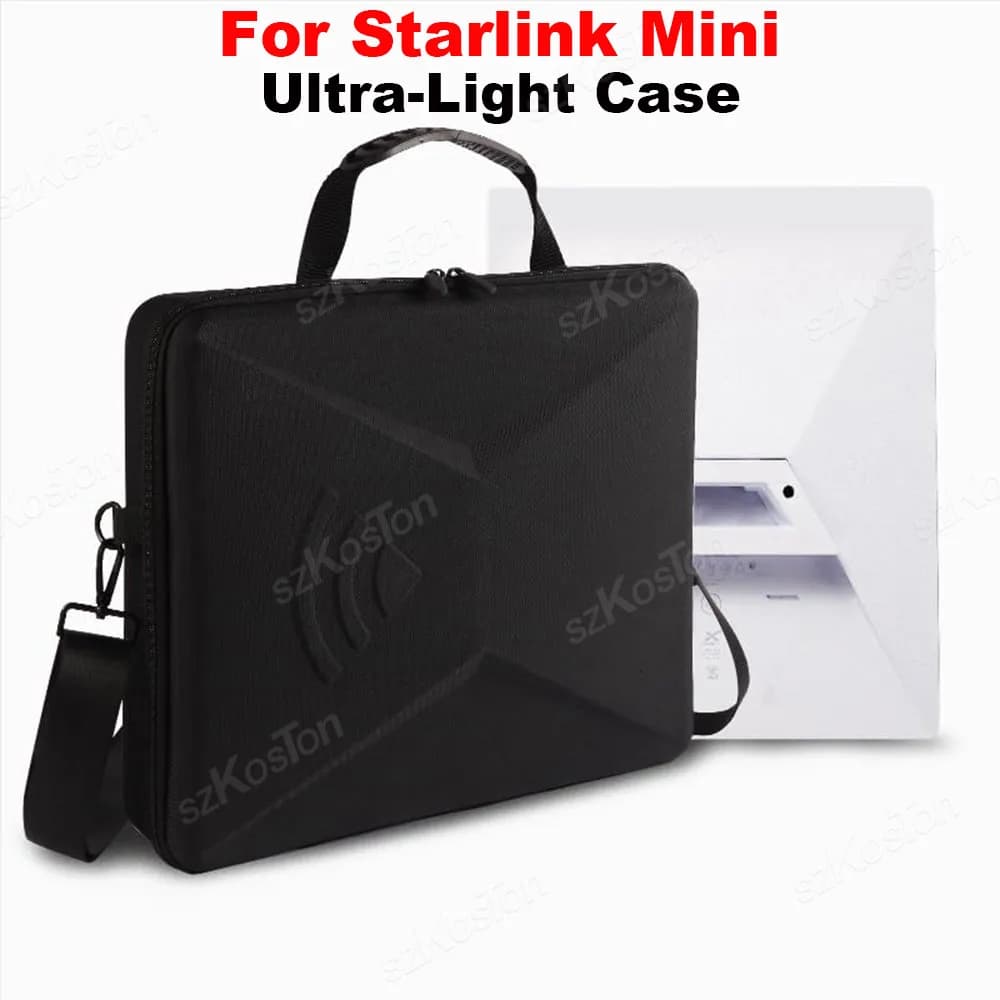 Custodia Ultra-Leggera per Starlink Mini con Protezione, Supporto, Adattatore per Tubo, Cavi, Alimentatore, Antiurto, Rigida, Borsa Portatile per il Trasporto