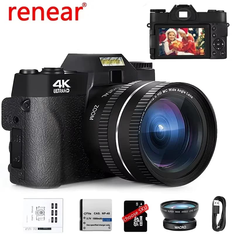 4K digital camera HD WIFI Web Cam Vlog vintage video recorder YouTube 48 MP camera compact camera with 3" macro lens with tipping screen