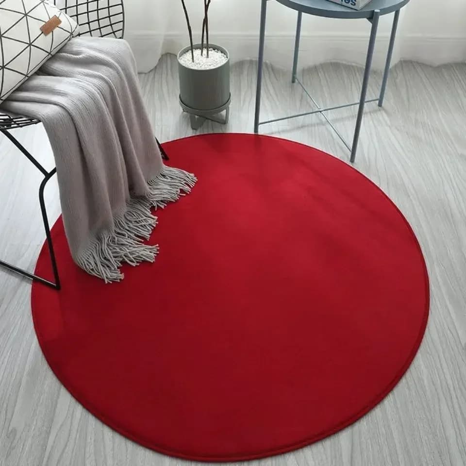 Tappeto rotondo in stile nordico Tavolino da salotto Camera dei bambini Tappeto carino in tinta unita Sedia per computer Cestino sospeso Tappetino morbido