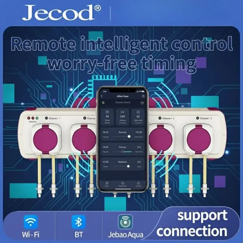 Pompa Dosatrice Intelligente con Controllo WiFi e Bluetooth tramite App, Pompa Peristaltica Automatica Jebao Aqua Doser per Acquari, Barriere Coralline e Vasche per Piante, Precisa
