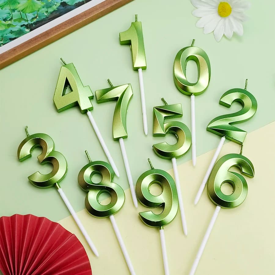 Candela digitale Green Opera House Decorazione torta di buon compleanno 0-9 Candele decorate per eventi di feste Prince