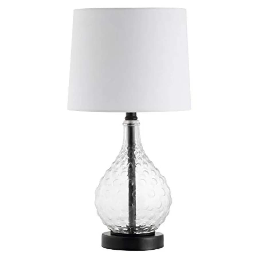 Lampada da Tavolo LED Targari Nera/Cristallo Trasparente da 19 Pollici per Camera da Letto, Soggiorno, Ufficio, Scrivania, Comodino
