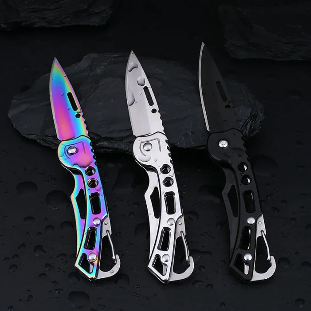 Stainless Steel Folding Fruit Knife, Kitchen Keychain, Portable Cutting Knife, Outdoor Camping Folding Knife