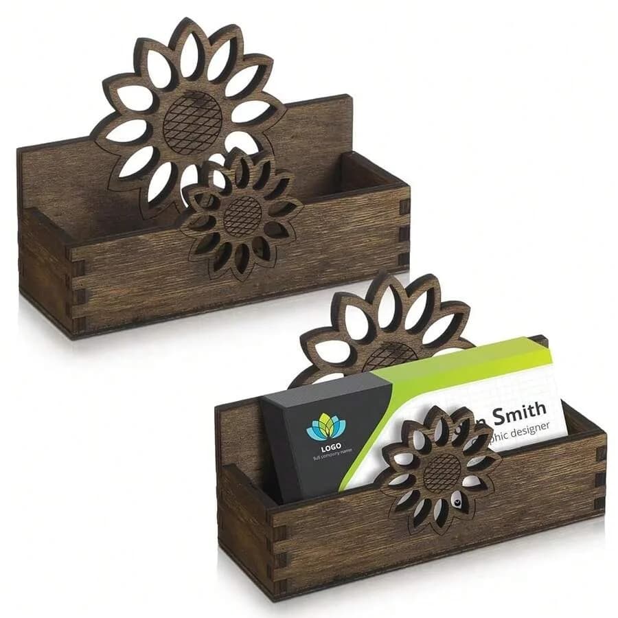 Pcs Dog Business Card Holder For Desk Wooden Business Card Stand Farmhouse Wooden Open Postcard Organizer Wood Display Stand Fo