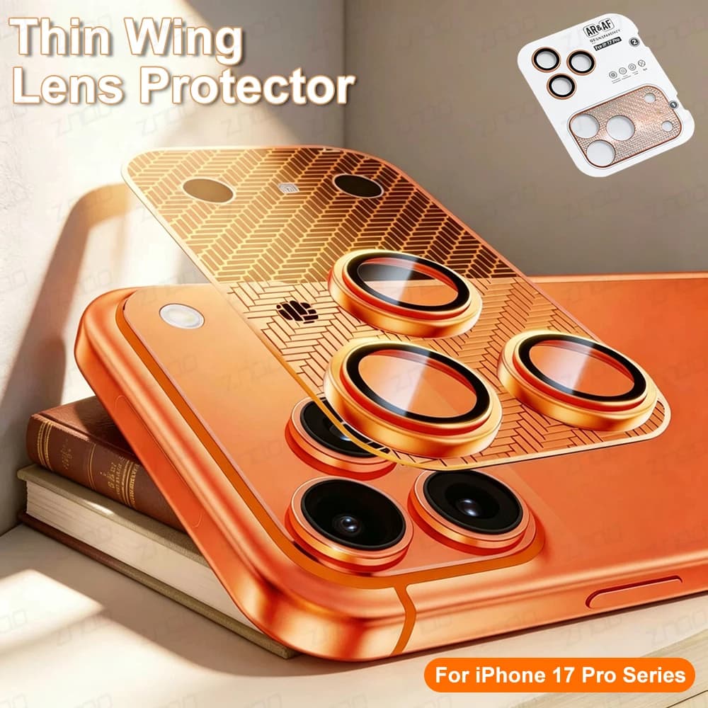 Protezione in vetro per obiettivo fotocamera per iPhone 17 Pro / 17 Pro Max, anello in metallo a copertura totale per obiettivo posteriore + protezione AR e AF
