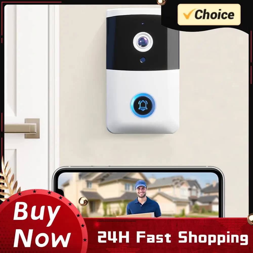 Campanello Video Wireless WiFi con Visione Notturna IR, Telecamera per Campanello Intelligente per Sistema di Allarme Domestico