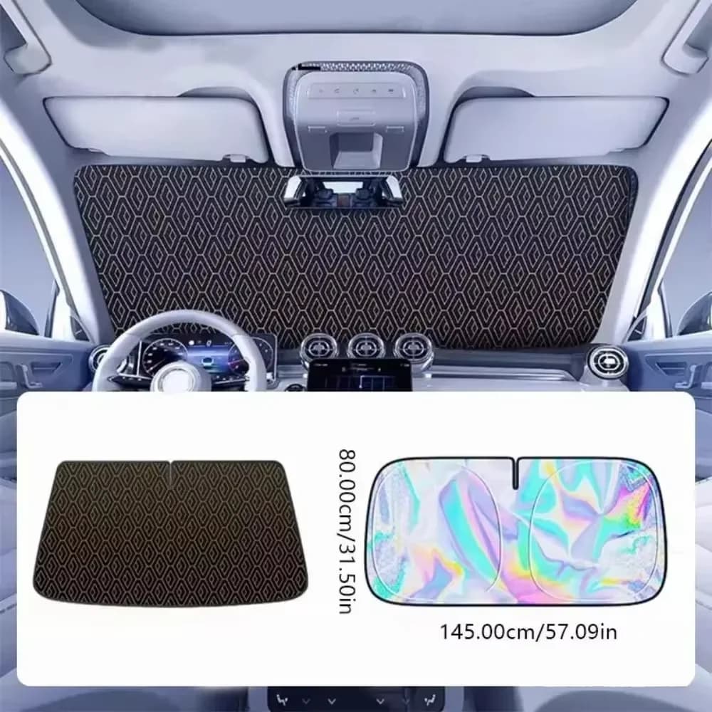 5-Strong Auto Windscreen, Foldable, Thick, UV Protection for Front Window, Reflective Sunscreen