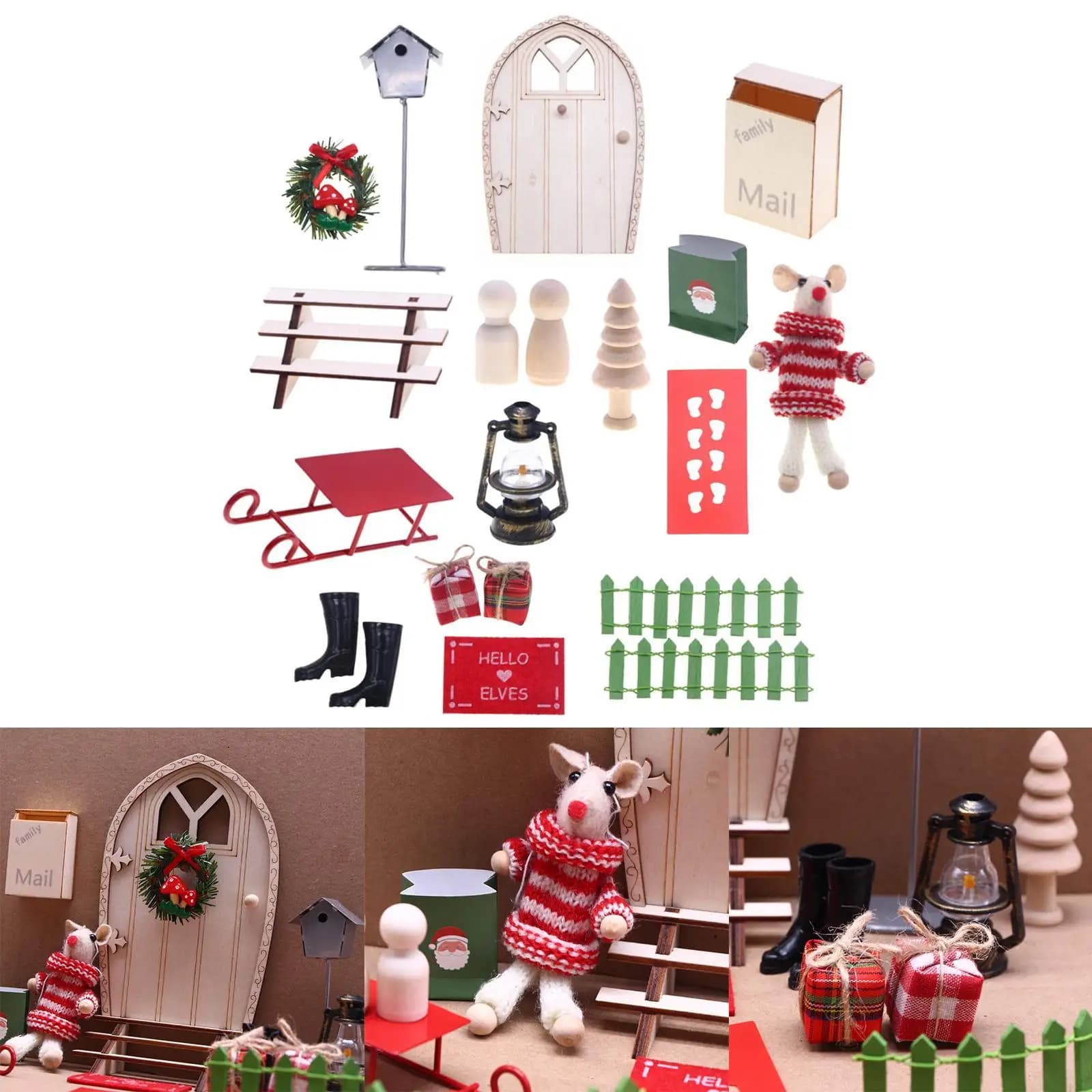 Accessori natalizi per casa delle bambole in scala 1:12 Decorazione classica per casa delle bambole Figurina di fata fai-da-te Finta giocattolo Micro ornamento paesaggistico