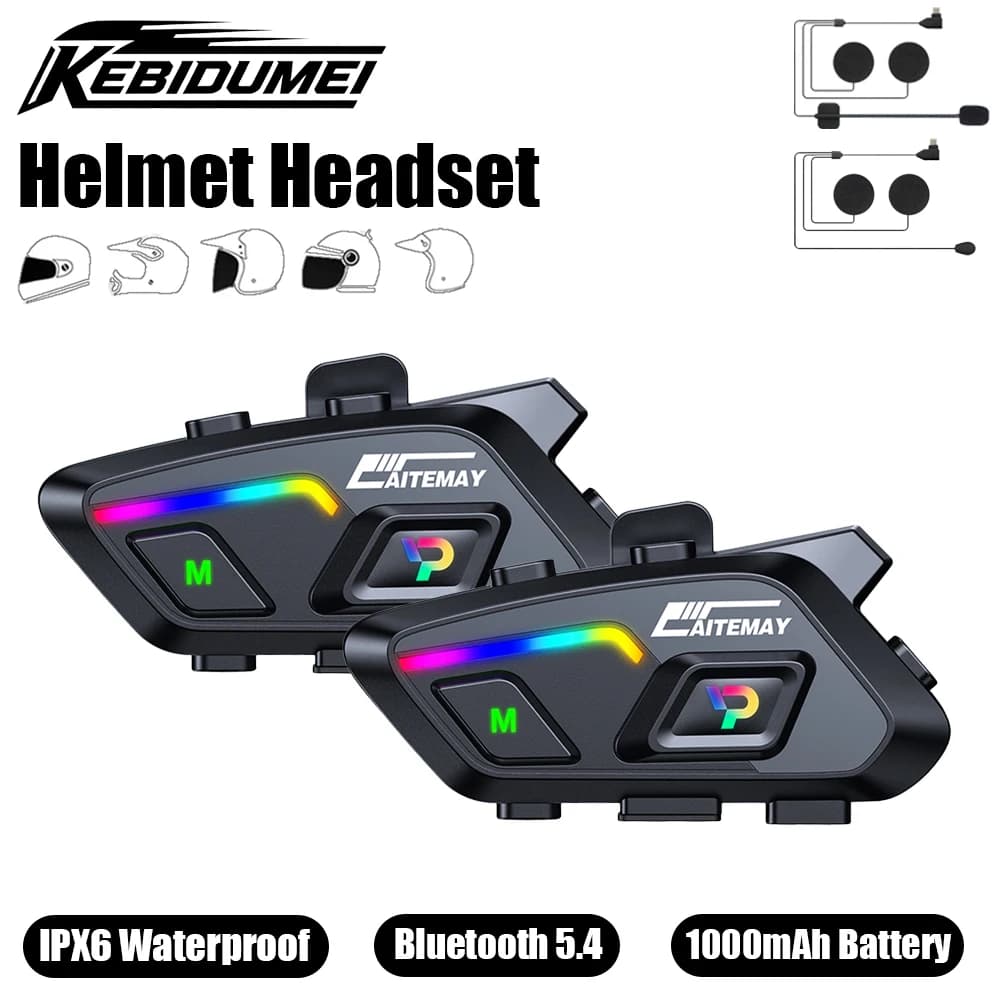 KEBIDUMEI P20 Auricolare per casco 300m Interfono per moto Altoparlante Bluetooth Interfono musicale a mani libere Accessori moto impermeabili