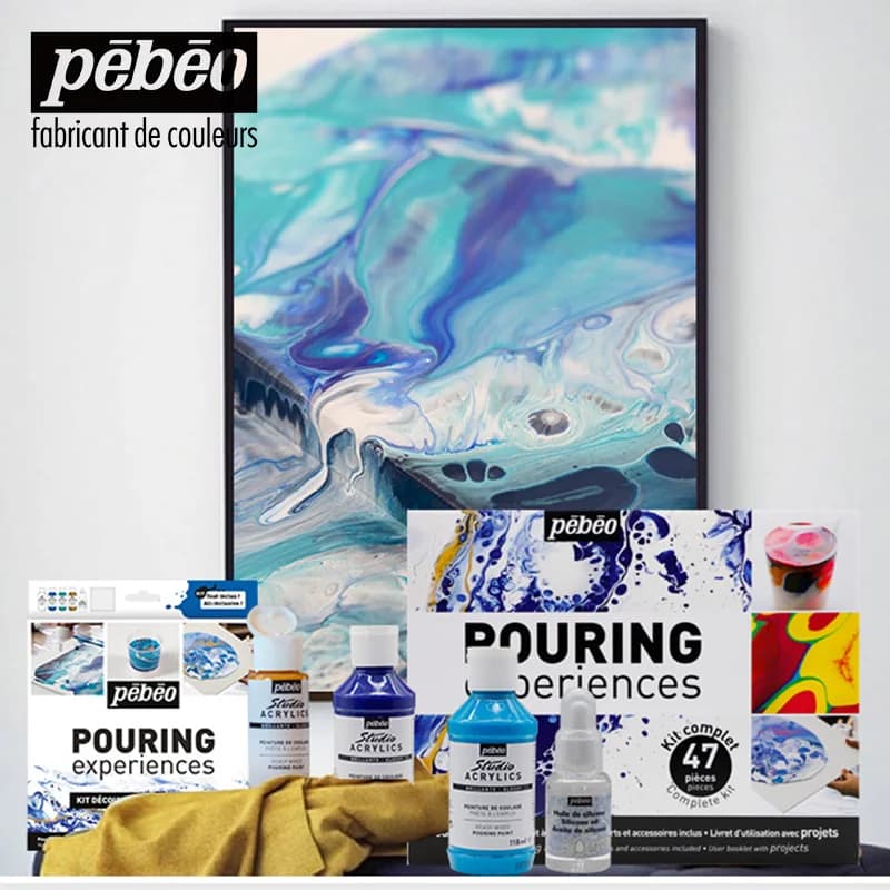 PEBEO Pouring Experience Liquid Acrylic Paint 118ml Liquid Fluid Painting Medium Cell Silicone Oil Casting Material