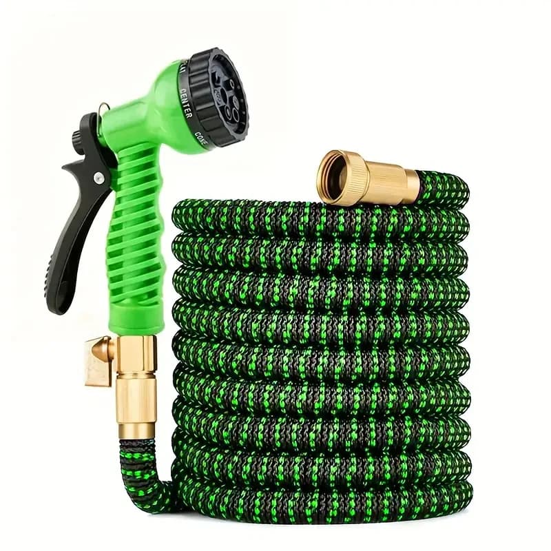 Tubo da Giardino Multifunzionale ad Espansione Automatica/Pistola ad Acqua Verde a 7 Funzioni/Standard Europeo
