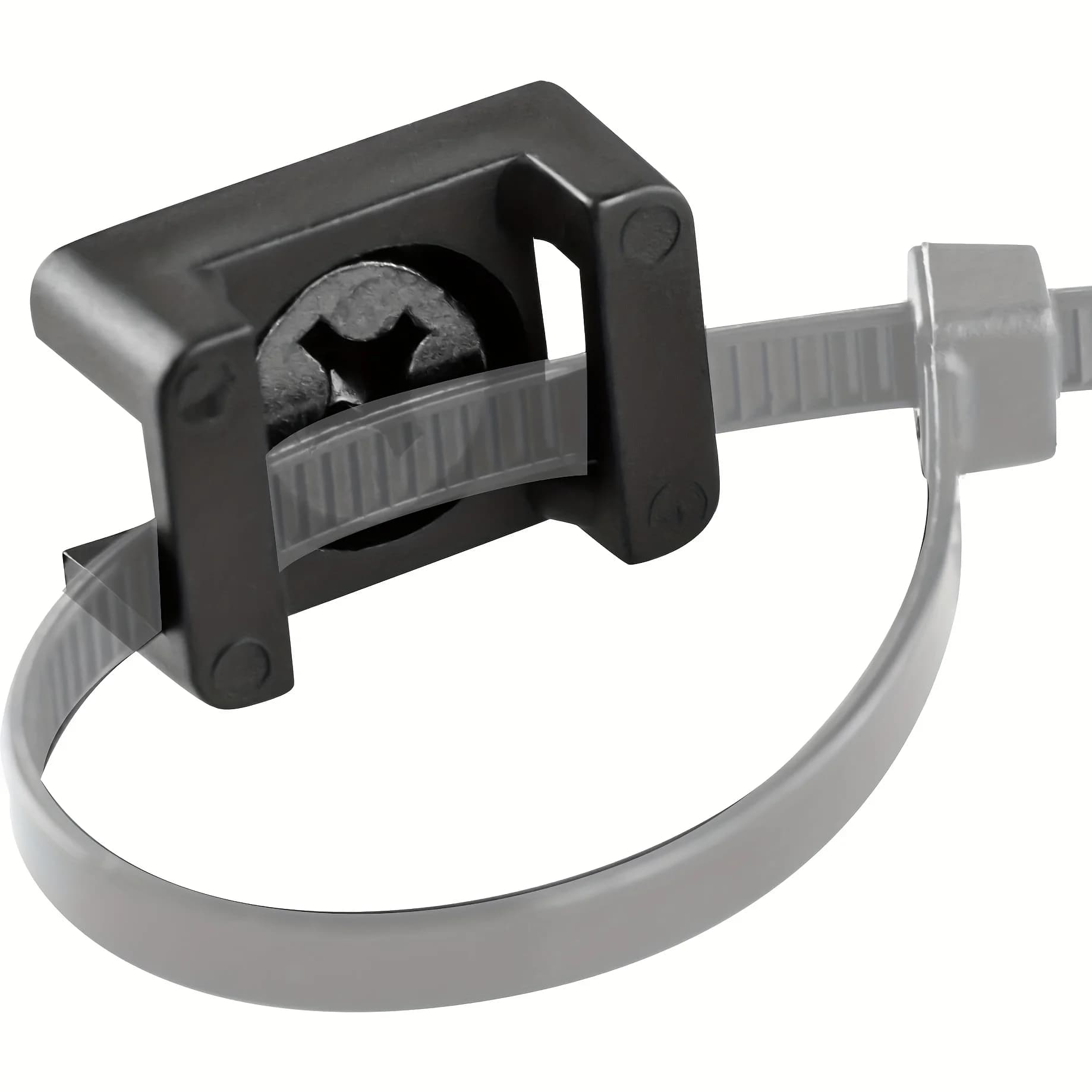 200-Pack Cable Tie Holders with Screws | Includes 100 Bases and 100 Screws, Permanent Adhesive for Walls, Desktops