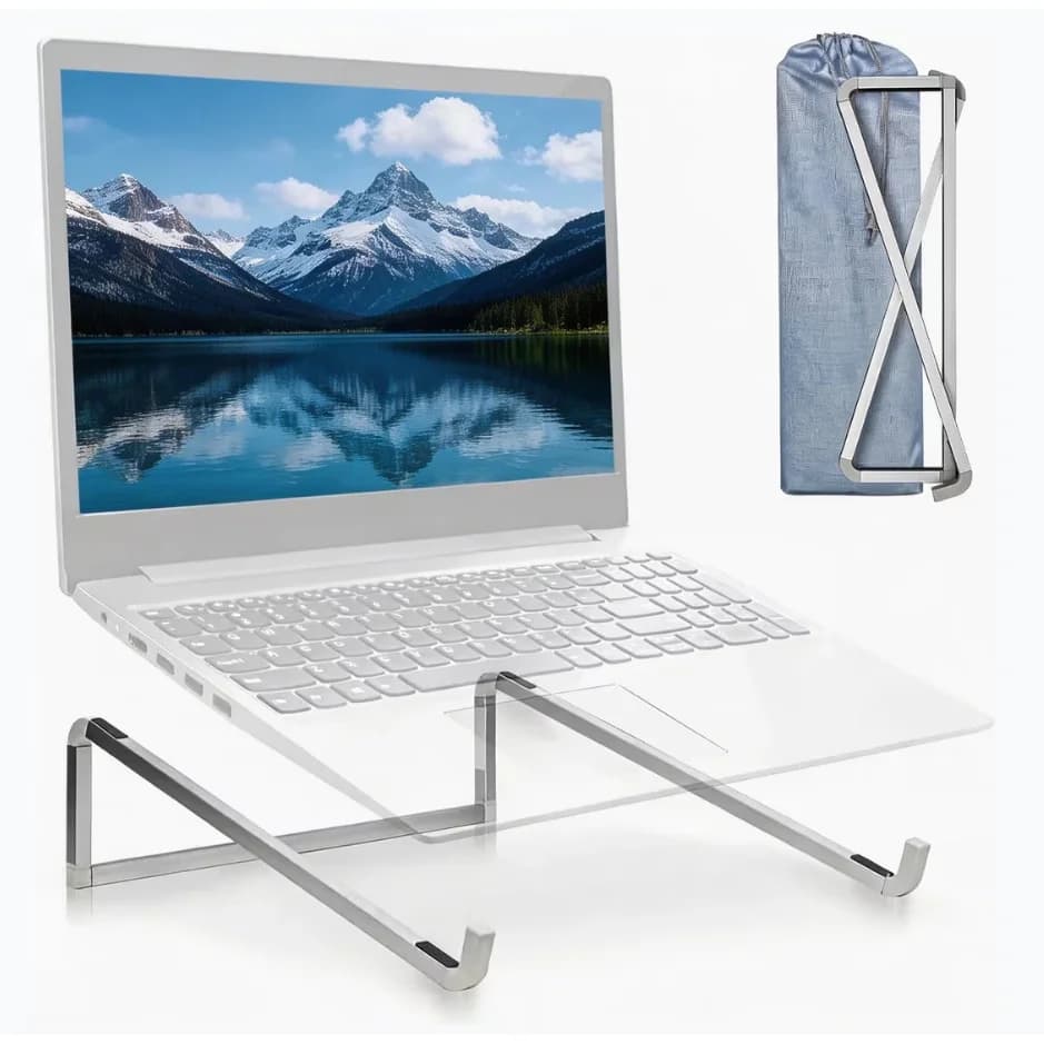 Foldable Desktop Laptop Stand, Universal Ventilation Riser, Silver