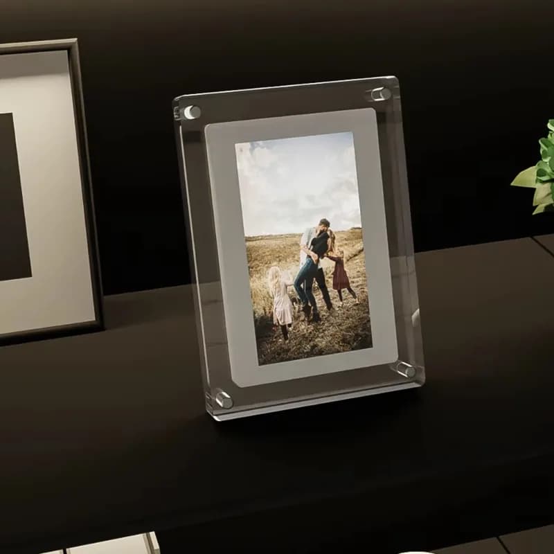 Schermo IPS da 5 pollici da 4 GB, con cornice video trasparente a batteria Cornice per foto digitale in acrilico NFT, per memoria regalo