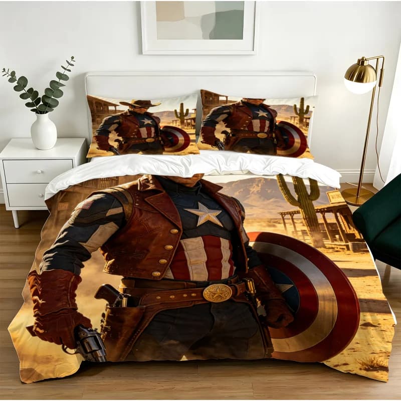 Set copripiumino con stampa Marvel Avengers, set copripiumino, set biancheria da letto, senza imbottitura, tessuto morbido per la casa, la camera da letto, il sonno quotidiano