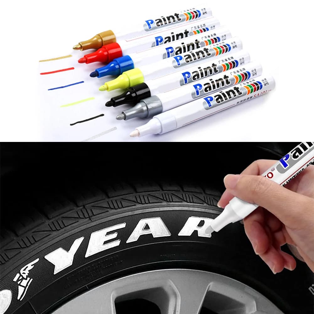 1 pcs White Waterproof Auto Wheel Pneumatic Mark Pen Auto Rubber Pneumatic Rubber Paint Pen Cd Metal Paint Permanent Marker Graffiti Retouching