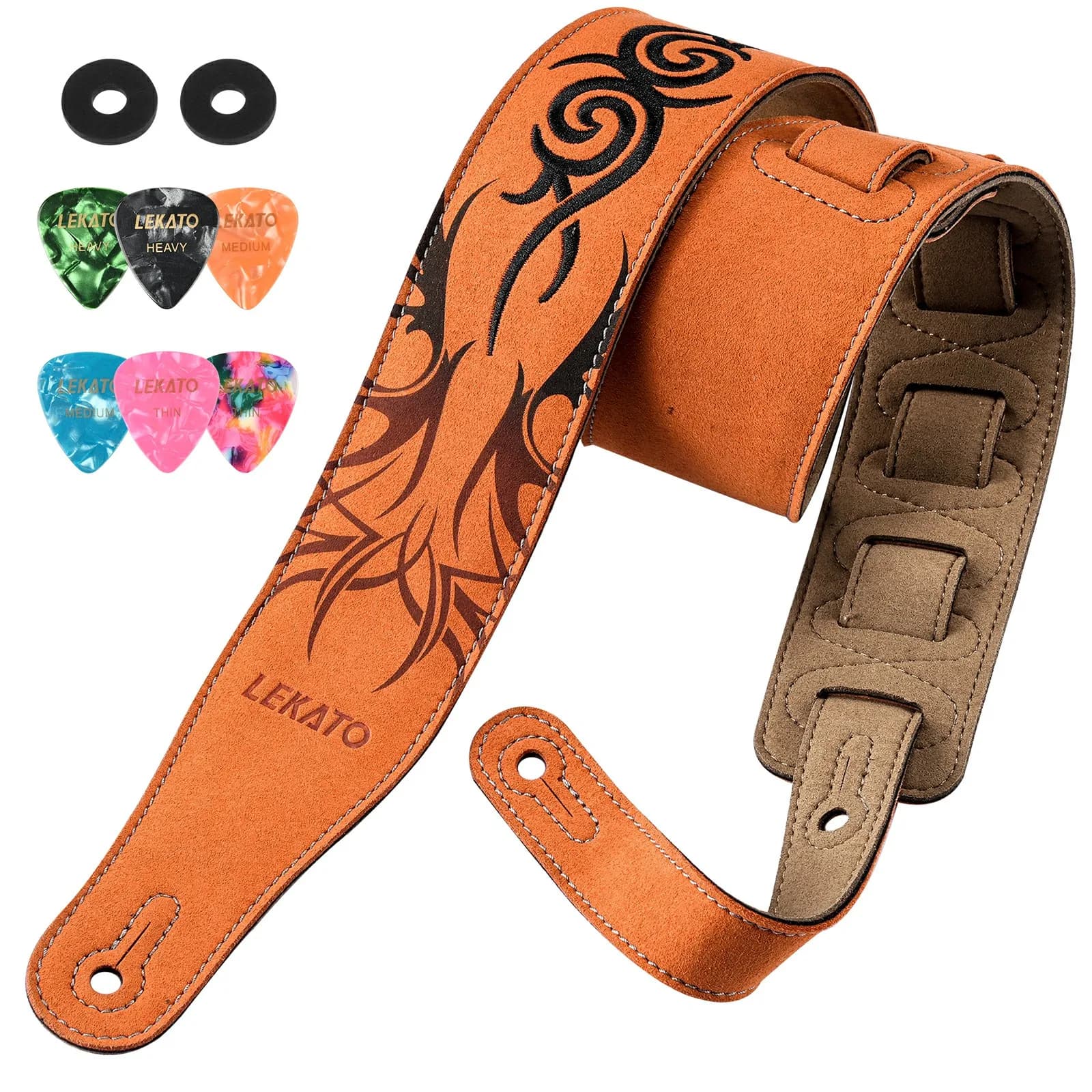 LEKATO LGS-10 Suede guitar shoulder with wide and soft straps for bass for electric support acoustic length for plettro