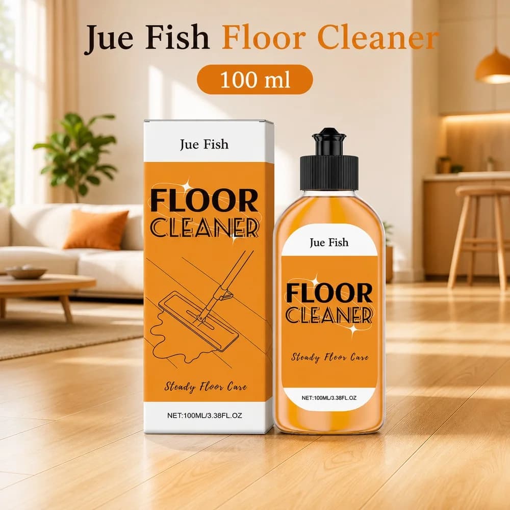 Jue Fish Floor Cleaner Liquid 100 ml for Wood and Tile Floors Daily Mopping Visible Dirt Residue Routine Home Floor Cleaning Kit