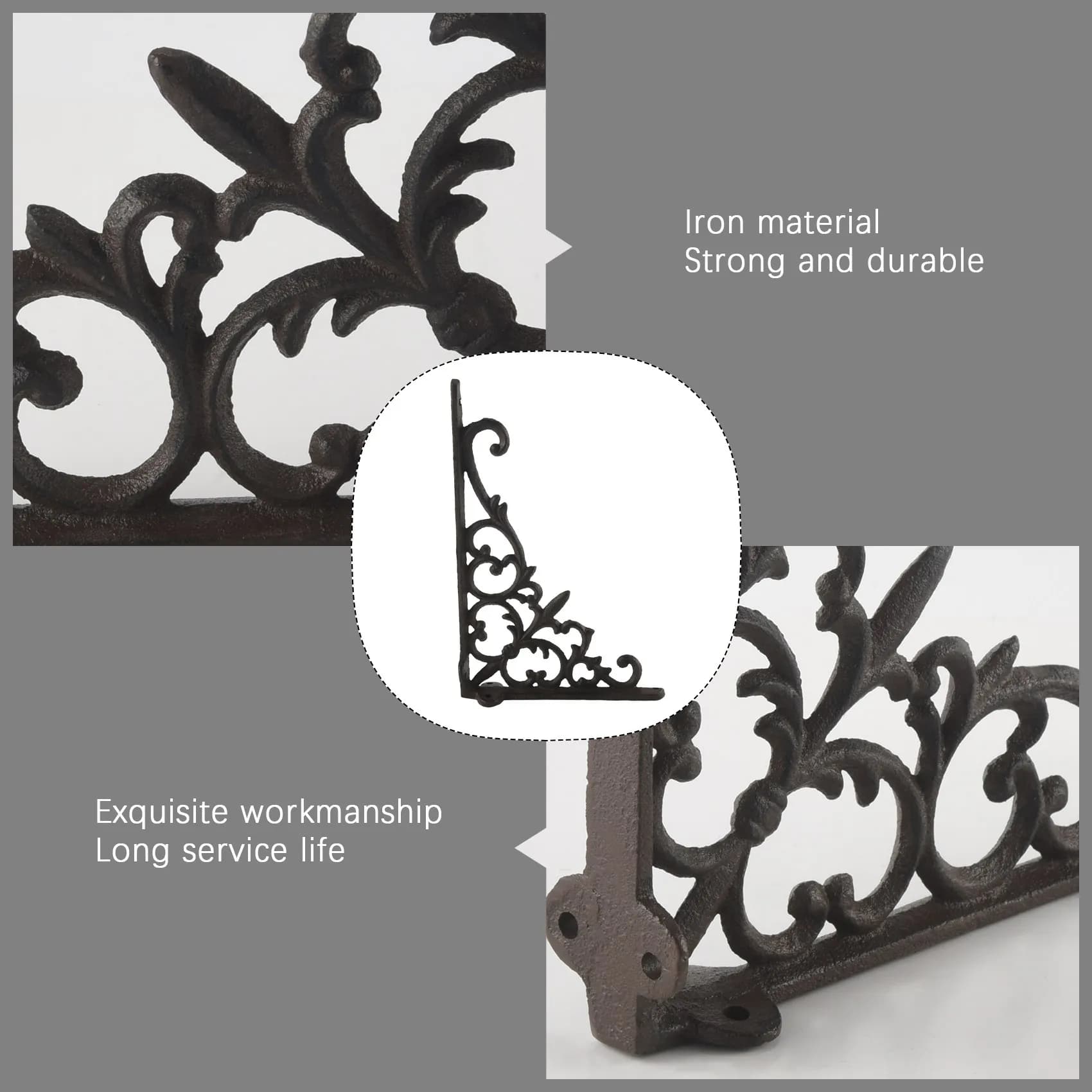 A51M-Cast Iron Plant Hanger Flower Basket Hook For Indoor Outdoor Bird Feeder Lantern Planters Pots Wind Chimes