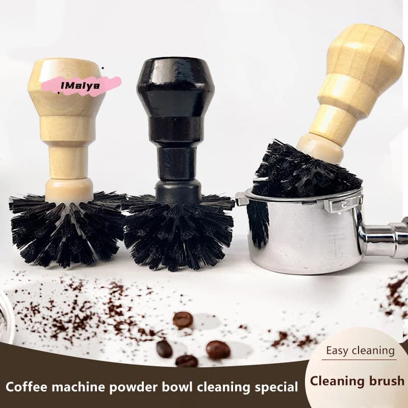 Spazzola Professionale per Espresso M-Professional, Spazzola per Pulizia Macchina da Caffè con Manico in Legno, Spazzola per Pulizia Polvere di Caffè da Bancone Bar