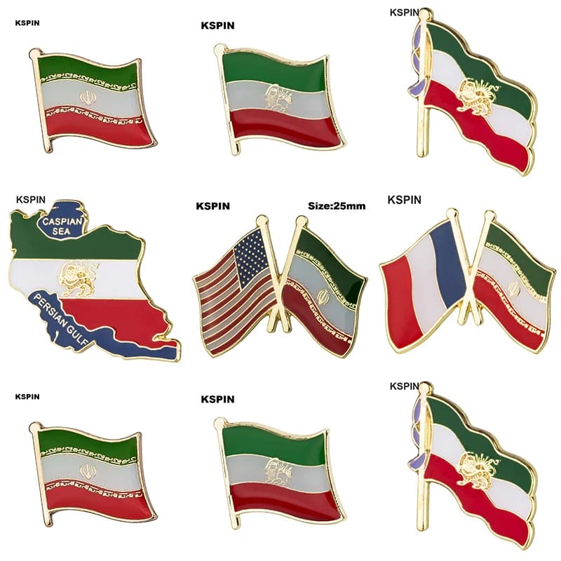Spilla con stemma con bandiera dell'Iran