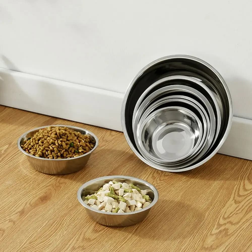 Large Capacity Dog Bowl Stainless Steel Pet Feeding Bowl Cat and Dog Food Drinking Bowl Metal Feeder Bowl Durable and Cheap