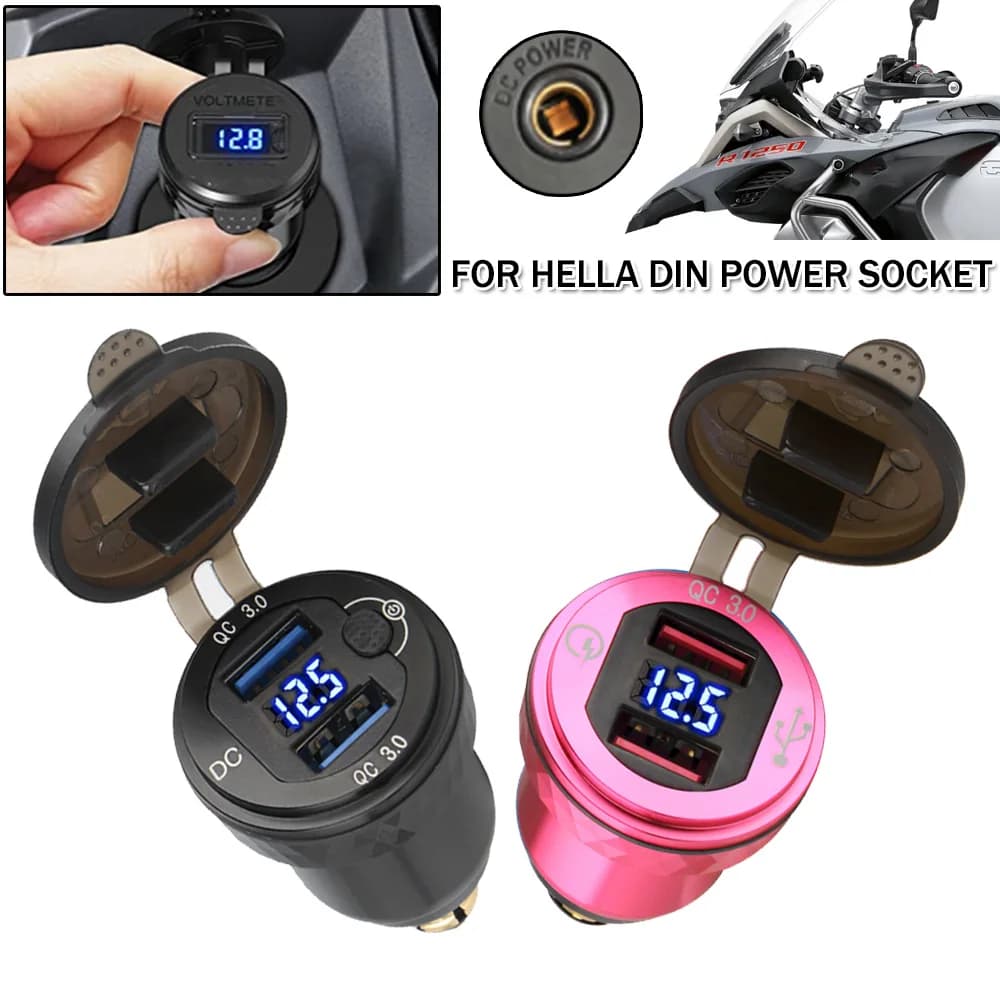 K1200GT quick charger 3.0 double socket USB digital LED power adapter for BMW F700GS S1000XR R1250GS R1200GS/RT ADV F800 F650