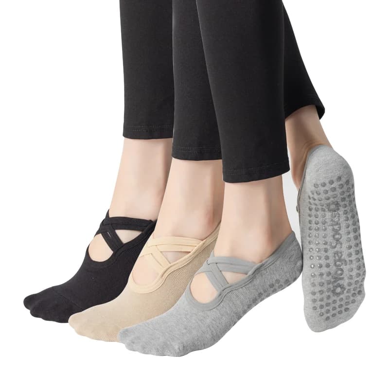Yoga socks with non-slip wrapping for women, breathable cotton, for fitness, pilates, for interior, without back, for classical dance, sports for gym