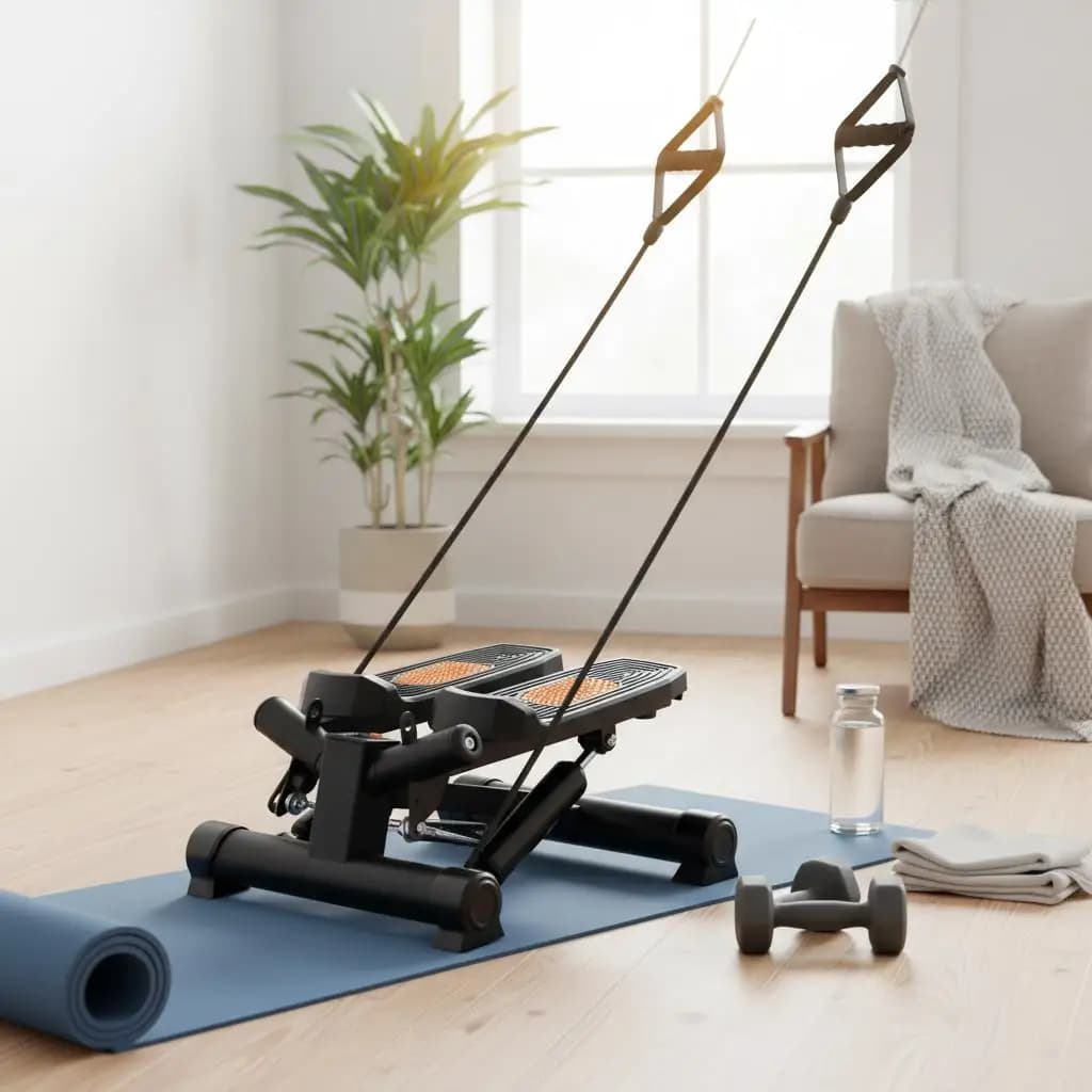 Climber Compatto per Casa, 47 cm x 41 cm x 25 cm, per Camera da Letto, Soggiorno, Palestra Domestica, con Bande di Resistenza, Monitor LCD per il Monitoraggio del Progresso, Robusto