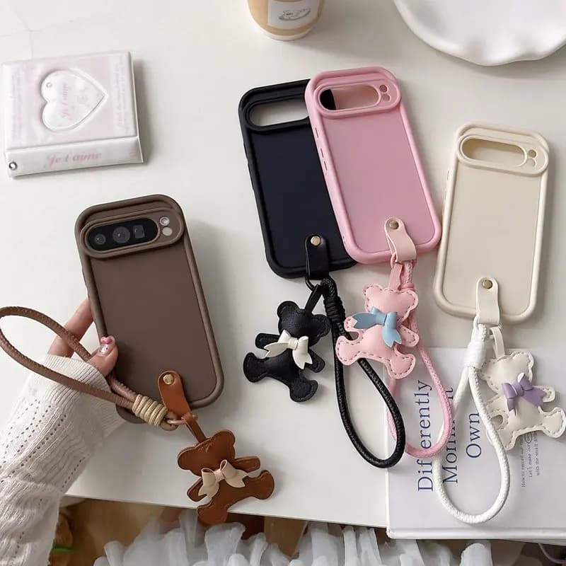 Carino Arco Orso Cordino Corda Cassa Del Telefono Per Google Pixel 7 8 9 Pro XL 7A 8A 8 Google Pixel 7 Pixel 8 8A Pixel 9 Pro XL copertura morbida