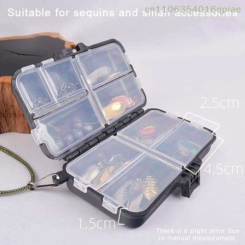 (Summer4) Mini custodia portaoggetti a doppio strato staccabile per attrezzatura da pesca, scatola porta esche e ami, accessori da pesca