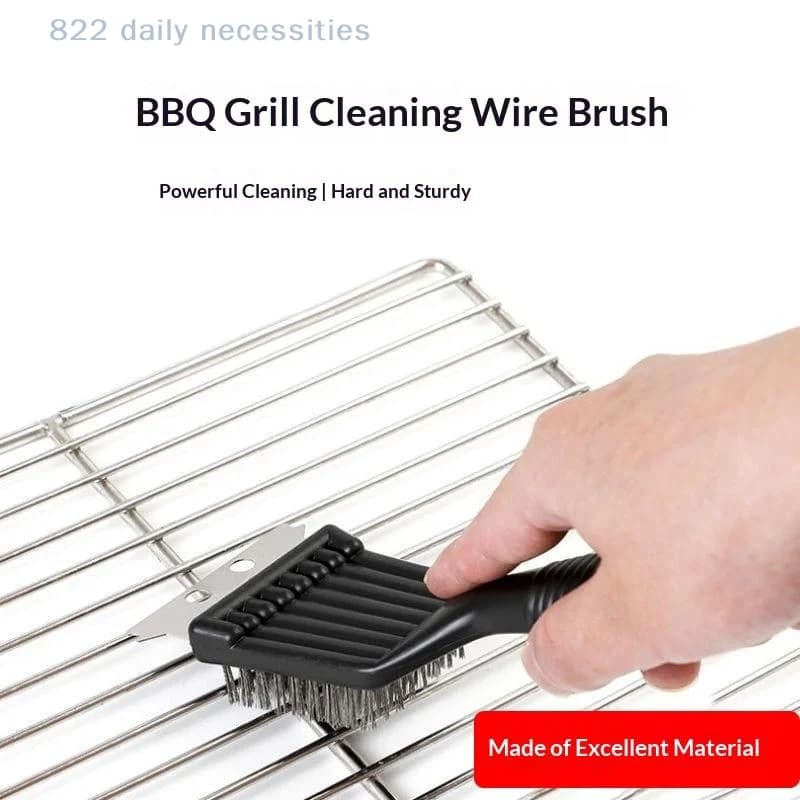Comfortable 8 inch grid brush for heavy duty - extra durable stainless steel wire cleaning brush for outdoor and domestic kitchen tools
