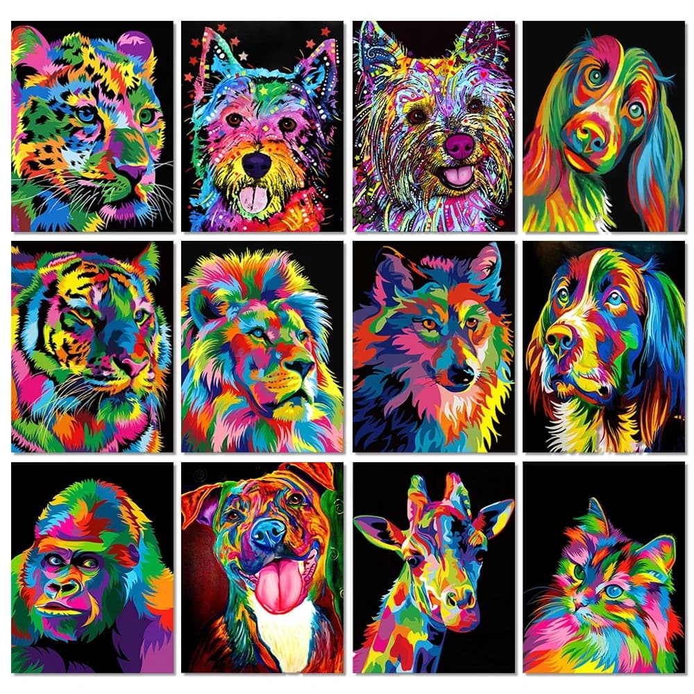 Kit Pittura Diamante 5D Fai da Te Animali Leone Gatto Tigre, Ricamo a Punto Croce, Mosaico Artistico con Strass a Copertura Totale