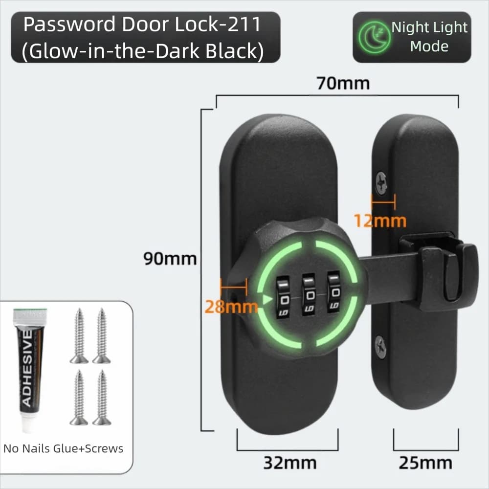 Serratura con password in lega di zinco Serratura a combinazione con segnale luminoso da 90/180 gradi Password meccanica Serratura per porta scorrevole ad alta sicurezza