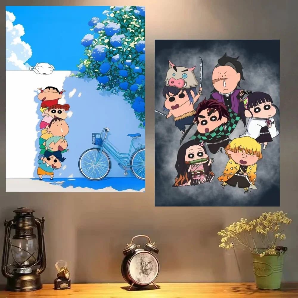 C-Crayons S-Shin Cartoon Mosaic Full Round/Square DIY Diamond Painting Canvas Art Wall Decor for Living Room Gift