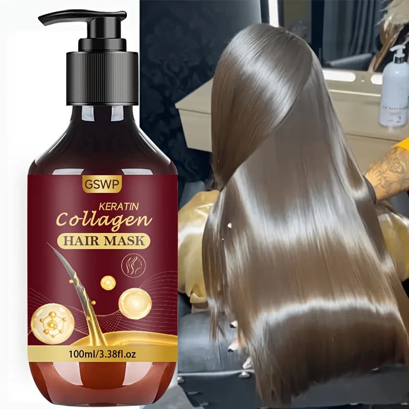 GSWP Collagen Keratin Hair Mask, Moisturizing & Hydrating, Repairs Dryness, Heat Protectant Hair Care.100/200ml