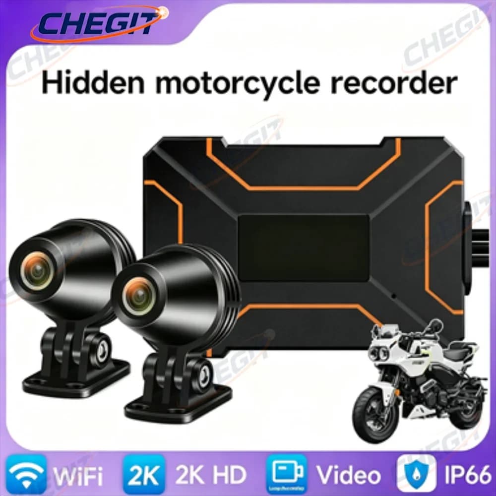 Telecamera d'azione DVR doppia per moto con connessione smart, registratore anteriore e posteriore, WiFi, impermeabile IP66