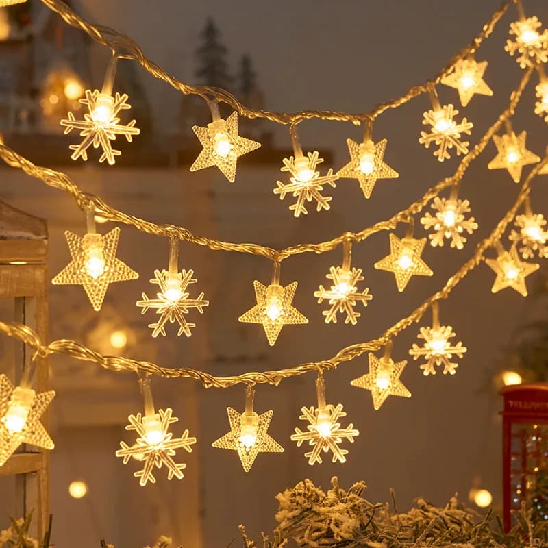 1.5M/3M Fiocco di neve stella LED String Light Lucine Festone a batteria Ghirlanda per albero di Natale Ornamento Navidad 20243