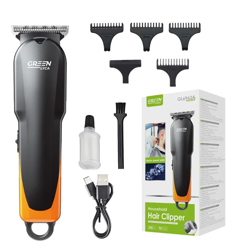 GREENLYCA GL69650 Men's Hairdressing Set, Golden Hairdressing Scissors, USB Charge, 5 Combs, Clipper