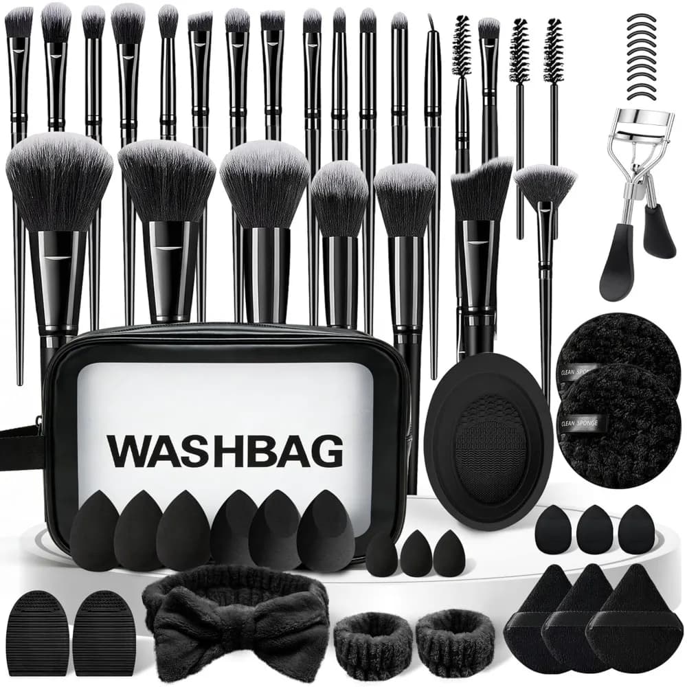 Professional set of 62 Makeup Brushes with Case for Face and Eyes, Complete Kit