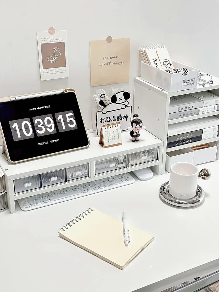 Multi-Layer Computer Monitor Stand Riser Desk Organizer Office Desktop Multi-Functional Integrated Storage Shelf Modern Simpl...