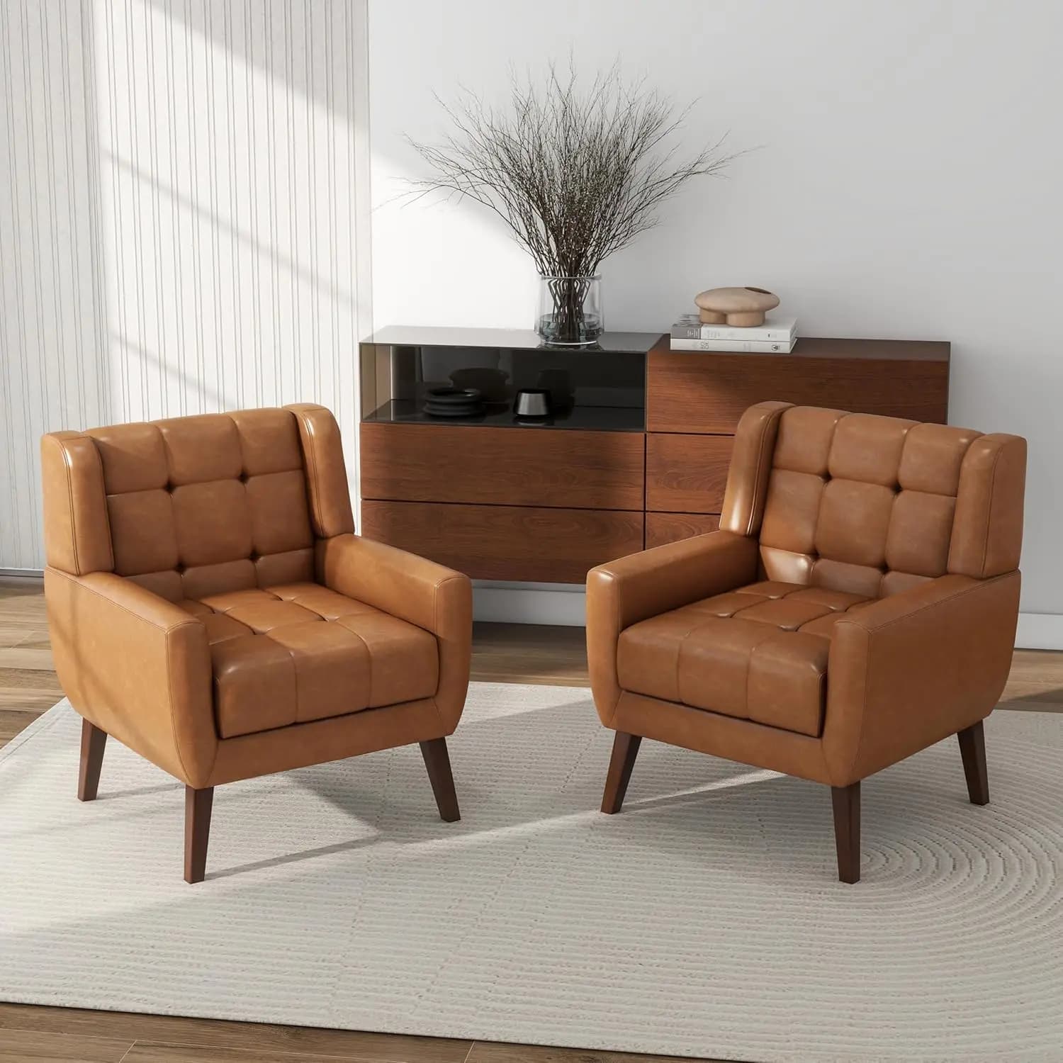 Poltrona Accent, Comoda Poltroncina Moderna Stile Mid-Century con Struttura in Legno Massello e Cuscino Morbido per Soggiorno, Personalizzabile