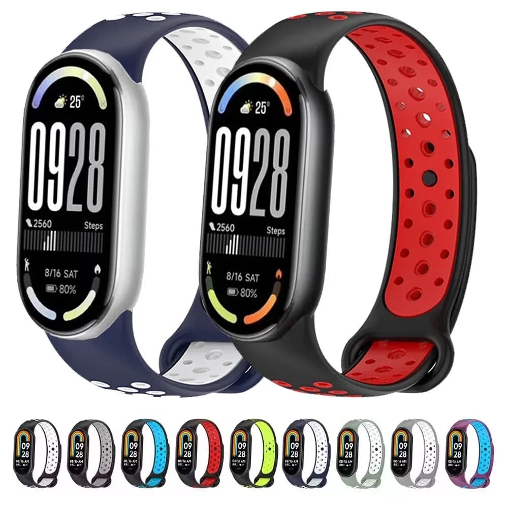Sports Silicone Strap for Xiaomi Mi Band 10 9 8 Soft Smartwatch Breathable Comfortable Wristband for Mi Band 10 9 8 Replacement