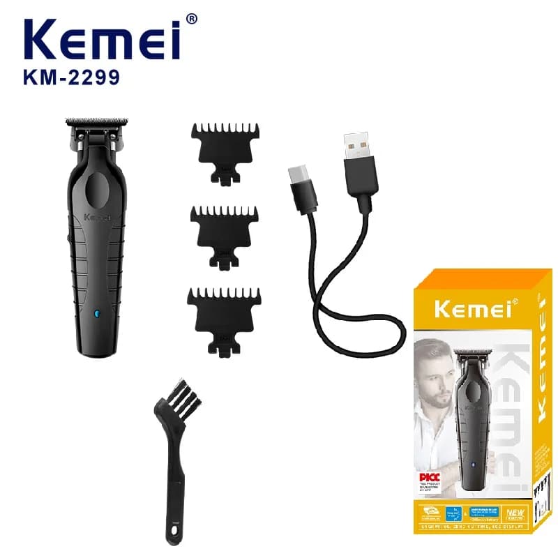 Kemei KM2299 Professional Haircut 0mm Zero Gapped Carving Clipper Wireless Haircutting Machine For Cutting Electric Hair
